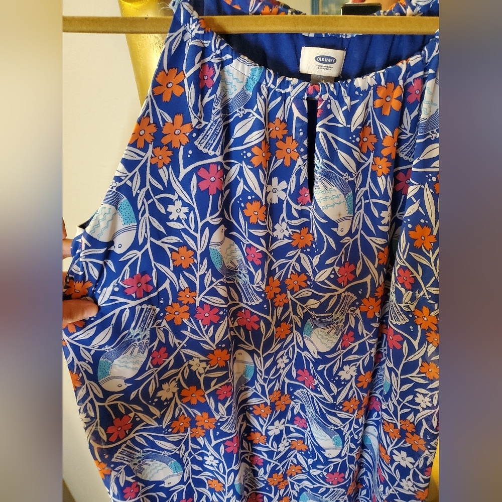LONG Old Navy Floral Blue Maxi Dress - Picture 3 of 6
